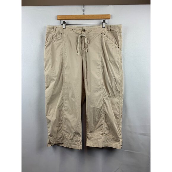 Fresh Produce Womens 1X Capri Pants Khaki - Picture 1 of 5